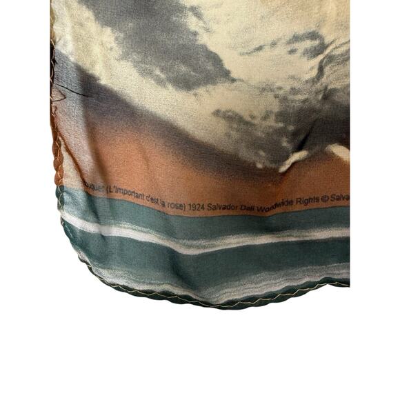 VTG 100% Silk Dali Scarf 58x15" Long Rectangle Museum Roses Floral Romantic Brwn - Picture 7 of 10